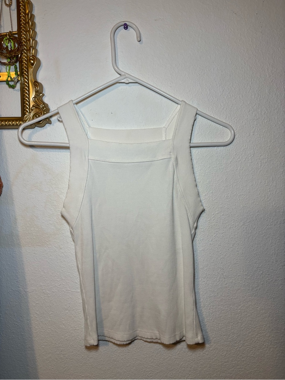 Lulu's white Ribbed Square-Neck Tank